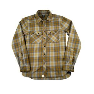 Rab Cascade Shirt Mens Small Mustard Yellow Plaid Technical Hiking Flannel‎